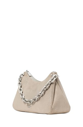 kate spade new york Grace Fine Grain Leather Chain Shoulder, Glitter Suede Silver