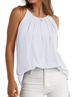 Load image into Gallery viewer, Mywinway Womens Halter Tank Tops 2025 Spring Summer Beach Sleeveless Pleated Vest Shirts Causal Cute Blouses Basic Vest Tops, White, L

