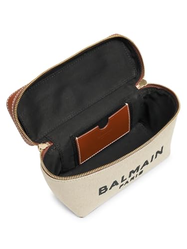 Balmain, B-Army Canvas & Logo Vanity Case, Naturel