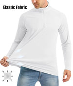 Load image into Gallery viewer, Men&#39;s Sun Protective Quarter Zip Shirt Men&#39;s Fishing Shirts Athletic Shirts Rash Guard Shirts White

