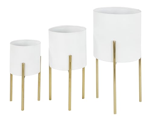Deco 79 Metal Indoor Outdoor, Set of 3 Planters 18", 14", 12"H, White