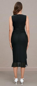 Load image into Gallery viewer, Women's Midi Bodycon Dress Summer Sleeveless Ruffle Mermaid Dress Cocktail Party Tank Dresses for Wedding Guest,Black,Small
