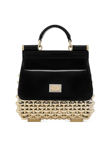 Dolce&Gabbana, Mini Sicily Leather Box Bag, Black Gold