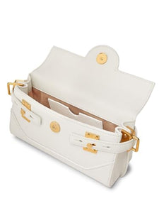 Balmain, B-Buzz Grained Leather Top Handle Bag, Blanc