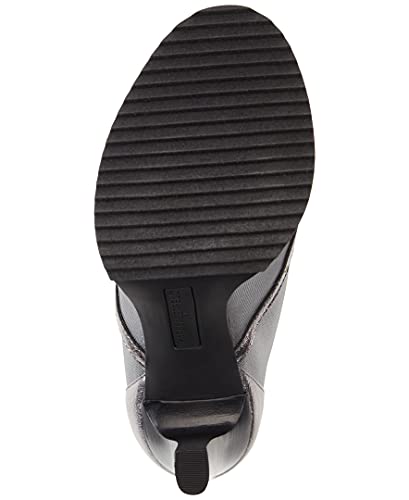 Karl Lagerfeld Paris Women's Blayze Peep-Toe Heeled Fashion Bootie with Stud Embellishments Boot, Silver, 8.5