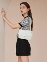 Load image into Gallery viewer, GM LIKKIE Quilted Shoulder Bag for Women, Medium Flap Crossbody Handbag with Chain Strap, Soft Vegan Leather Clutch Purse (White)
