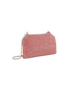 Stella McCartney, Crystal-Embellished Mesh Soft Clutch, Red
