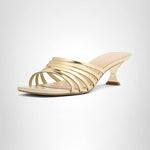 Load image into Gallery viewer, Michael Kors Women's Haisley Kitten Heel Sandal, Pale Gold, 9
