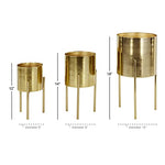 Load image into Gallery viewer, Deco 79 Metal Indoor Outdoor Planter Large Planter Pot with Removable Stand, Set of 3 Planters 18&quot;, 14&quot;, 12&quot;H, Gold
