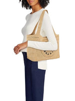Load image into Gallery viewer, Stella McCartney, Logo-Embroidered Crochet Raffia Tote Bag, Natural

