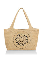 Load image into Gallery viewer, Stella McCartney, Logo-Embroidered Crochet Raffia Tote Bag, Natural
