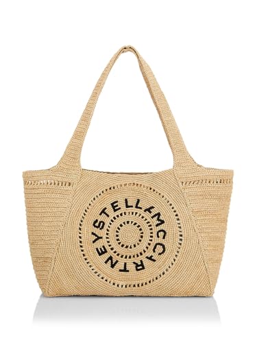 Stella McCartney, Logo-Embroidered Crochet Raffia Tote Bag, Natural