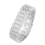 Load image into Gallery viewer, Charles Raymond Mens Watch w/Matching Iced Rolly Hip Hop Bracelet - Big Rhinestones on Trim and Elegant Baguette Time Indicators on Dial - Master Bling Designer - ST10226B (Silver)
