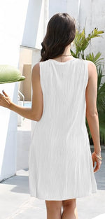 Load image into Gallery viewer, ETCYY Summer Dresses for Women 2025 Vacation Beach Cover Ups Swimsuit Sleeveless Sundresses Casual Loose Tank Sun Dresses,LIU White,X-Large
