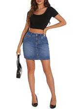 Load image into Gallery viewer, GUANYY Denim Skirt for Women High Waisted Mini Blue Jean Skirt Sparkly Diamond 2025 Diamond Medium
