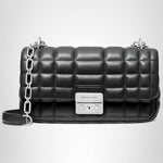 Load image into Gallery viewer, Michael Kors Tribeca Small Convertible Chain Shoulder Bag, Silver-Tone Hardware/Black
