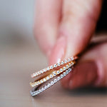 Load image into Gallery viewer, PAVOI 18K Yellow Gold Vermeil 925 Sterling Silver Stackable CZ Ring for Women | Thin Band for Stacking | Simulated Diamond Eternity Wedding Band | Size 7
