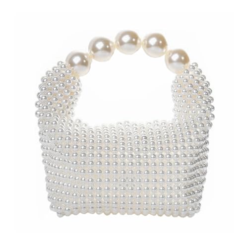 DJBM Women Pearl Clutch Purse Handmade Beaded Evening Handbag Acrylic Pearl Tote Bag Beaded Evening Bag for Party Wedding