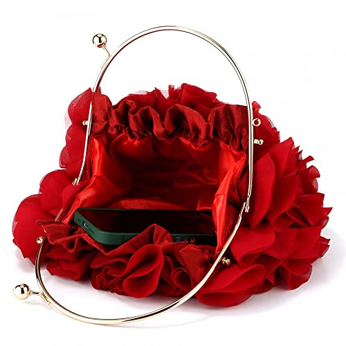 Purses and Handbags for Women Clutch Purse Party Clutch Shoulder Bags with Detachable Strap (Red) One Size