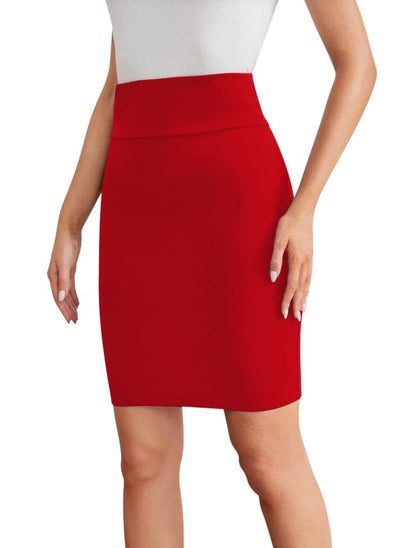 Sweet Hearts Mini Pencil Skirt for Women- Above Knee Silky Basic Bodycon Skirt Made in USA (Red, X-Small)