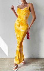 Load image into Gallery viewer, PRETTYGARDEN Women&#39;s 2025 Summer Floral Spaghetti Strap Maxi Dress Stretch Sexy Bodycon Dress Backless Slip Long Dresses (Yellow Big Floral, Medium)
