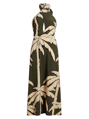 Johanna Ortiz, Las Islas Winter Sun Oceanic Mantra Dress, Small, Salty Palms Green Ecru