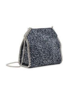 Stella McCartney, Mini Falabella Denim Tweed Top Handle Bag, Ink
