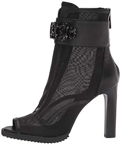 Karl Lagerfeld Paris Women's Blayze Peep Toe Heeled Fashion Bootie with Stud Embellishments Ankle Boot, Black, 8.5