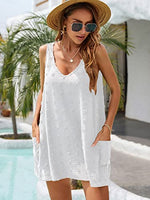 Load image into Gallery viewer, Blooming Jelly Womens Bathing Suit Cover Ups Casual Summer Dresses Sleeveless Mini Beach Dress (Medium, White)
