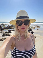 Load image into Gallery viewer, FURTALK Womens Mens Wide Brim Straw Panama Hat Fedora Summer Beach Sun Hat UPF Straw Hat for Women
