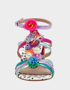 Betsey Johnson Women's Azallia Heeled Sandal, Pink Multi, 9