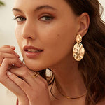 Load image into Gallery viewer, NEPULOY Gold Women Drop Dangle Earrings Hammered Statement Earrings
