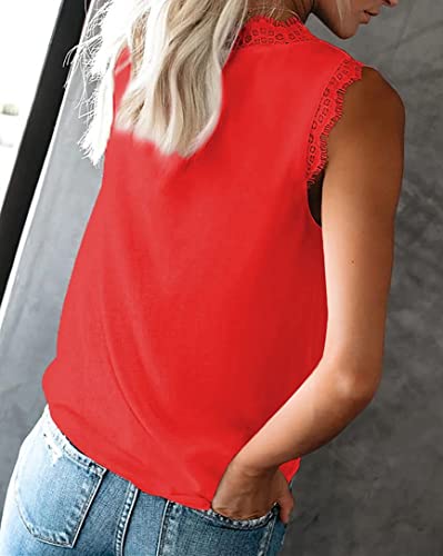 lime flare Women Sexy Summer Lace Trim Satin Cami Tank Tops Dressy Silk Lacy Camisole Shirt (Red Eyelash Lace,M)