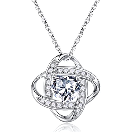 Iefil April Birthstone, Necklace for Women, Sterling Silver, Simulated Diamond, Anniversary Birthday Gifts for Wife Girlfriend Mom Women