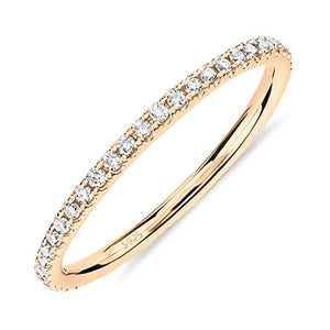 PAVOI 18K Yellow Gold Vermeil 925 Sterling Silver Stackable CZ Ring for Women | Thin Band for Stacking | Simulated Diamond Eternity Wedding Band | Size 7