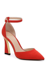 Load image into Gallery viewer, Juliet Holy Womens Pumps Point Closed Toe Heels Buckle Ankle Strap D'Orsay Heeled Sandals Red

