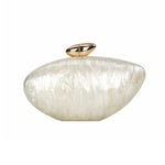 Load image into Gallery viewer, WuDiaoer Cute Shell Shape Acrylic Clutch Trendy Egg Purses and Handbags Bridal Wedding Purse for Women Evening Party, Pearl White
