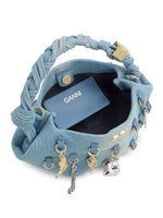 Load image into Gallery viewer, Ganni, Mini Bou Charms Washed Denim Top Handle Bag, Faded Denim
