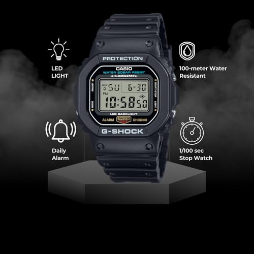 Casio Men's G-Shock Quartz Watch with Resin Strap, Black, 20 (Model: DW5600UE)