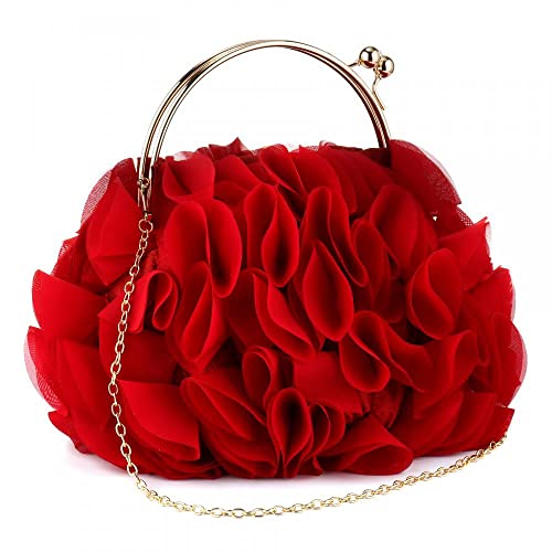 Purses and Handbags for Women Clutch Purse Party Clutch Shoulder Bags with Detachable Strap (Red) One Size