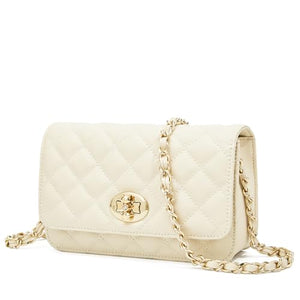 FOXLOVER Women's Crossbody Handbags Genuine Leather Small Shoulder Bag Purses for Women Quilted Chain Lady Casual Lattice
