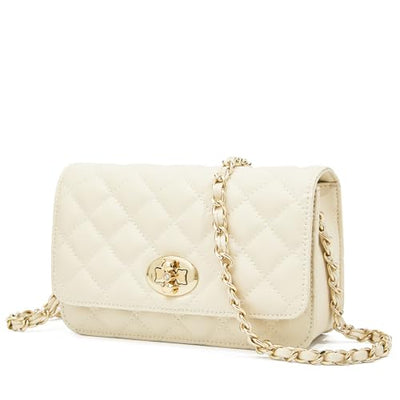 FOXLOVER Women's Crossbody Handbags Genuine Leather Small Shoulder Bag Purses for Women Quilted Chain Lady Casual Lattice