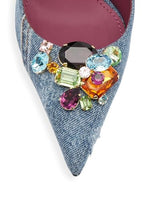 Load image into Gallery viewer, Dolce&amp;Gabbana, Denim 90MM Jewel-Embellished Pumps, 39 (9), Denim
