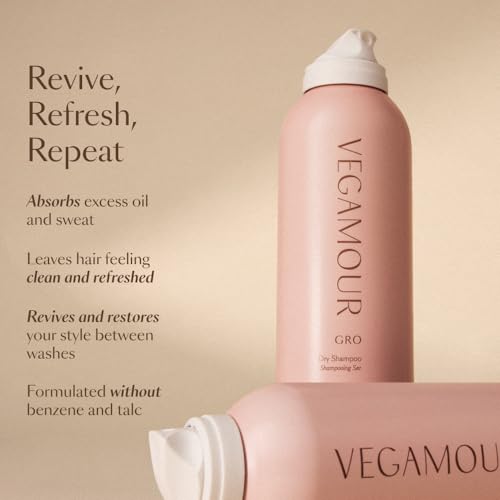 VEGAMOUR GRO Dry Shampoo, Volumizing Dry Shampoo Spray Formulated Without Benzene, Supports Thicker Fuller Looking Hair, Natural Citrus Scent (3.95 oz)