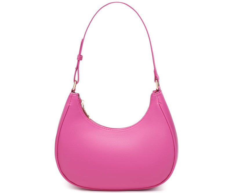 WSRYDJDL Crescent Shoulder Bags for Women Cute Hobo Tote Handbag Under the Arm Purses Mini Clutch Purse with Zipper Closure (Pink)