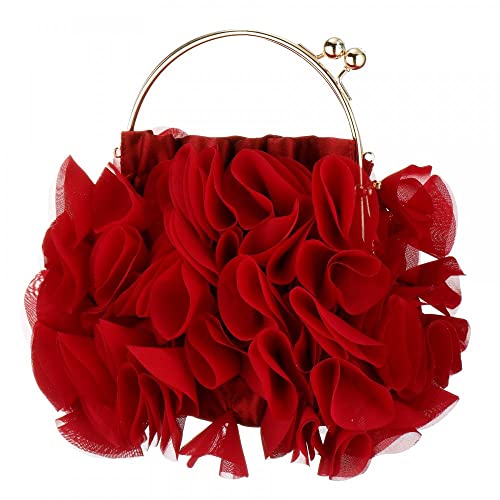 Purses and Handbags for Women Clutch Purse Party Clutch Shoulder Bags with Detachable Strap (Red) One Size