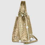 Load image into Gallery viewer, Italian Genuine Metallic Suede Handbag for Women with Adjustable Strap| Medium Woven Effect Top-Handle Crossbody (Gold)
