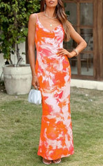 Load image into Gallery viewer, PRETTYGARDEN Floral Summer Wedding Guest Dresses for Women Adjustable Straps Sexy Dress Sleeveless Mesh Bodycon Maxi Dress (Light Orange,Medium)
