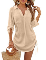 Load image into Gallery viewer, Blooming Jelly Womens Bathing Suit Cover Up Swimsuit Coverup Beach Dress Bikini Drawstring Swimwear Cover ups(Medium, Apricot)
