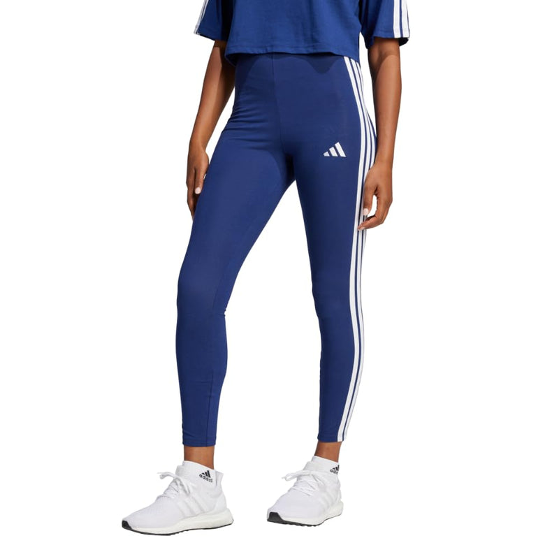 adidas Women's Essentials 3-Stripes Cotton Leggings, Dark Blue/White